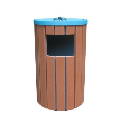 Wood plastic composie round outdoor street garbage trash can