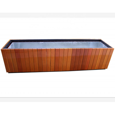 Steel and solid wood outdoor big square flower pots planters