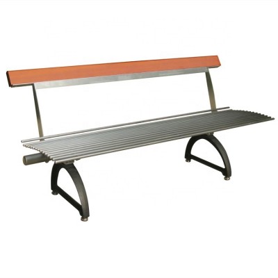 Outdoor cast iron and stainless steel park garden bench with back