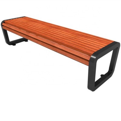 Backless outdoor wooden garden park bench