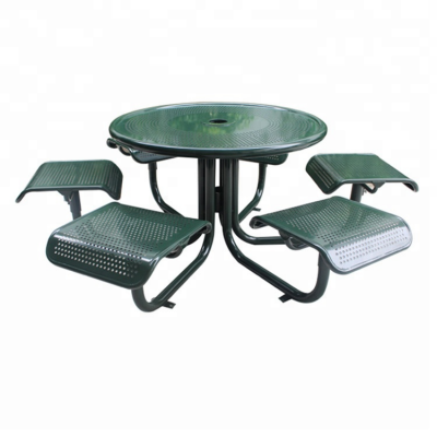 Antirust perforated steel outdoor 6 chairs and 1 table set