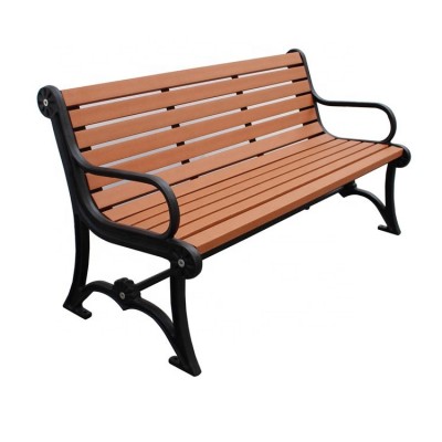 Outdoor recycled plastic and cast iron garden bench