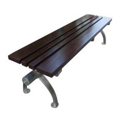 Stainless steel garden bench seating with wooden slats bench seat