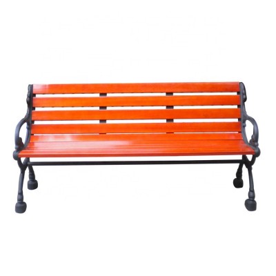 Outdoor solid wood and cast iron garden bench