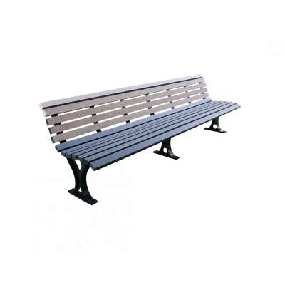 8 feet long mild steel frame and wood plastic composite WPC garden bench outdoor street seat