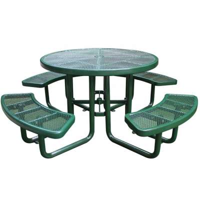 Thermoplastic coated expanded metal steel metal garden table outdoor picnic table and bench set