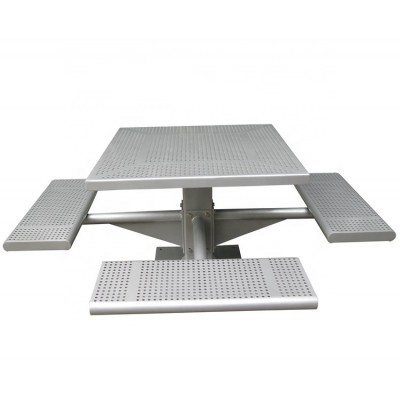 Powder coated perforated metal outdoor picnic table and bench