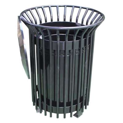 Outdoor metal steel garbage trash can with lid