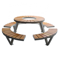 Guangzhou Gavin outdoor round wooden picnic table with benches set