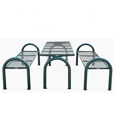 Powder coated steel garden furniture outdoor metal picnic table and bench set