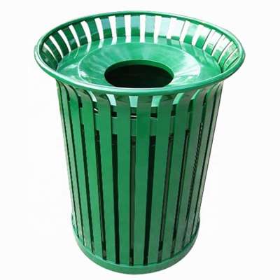 North American stype 36 gallons capacity outdoor steel slat metal trash receptacle bin