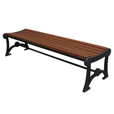 Recycled plastic and cast iron public bench