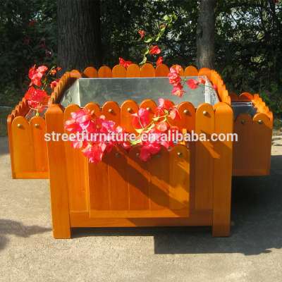 Weather resistant outdoor planter box wooden flower pot