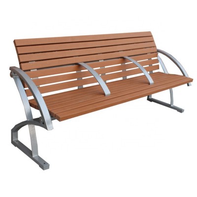 Recycle plastic slats and stainless steel frame garden seating bench