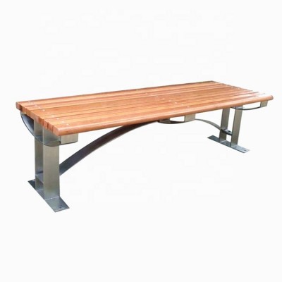 304 stainless steel and wooden outdoor backless bench seat