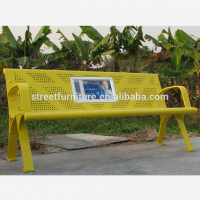 Metal public seating solar light outdoor advertising park bench