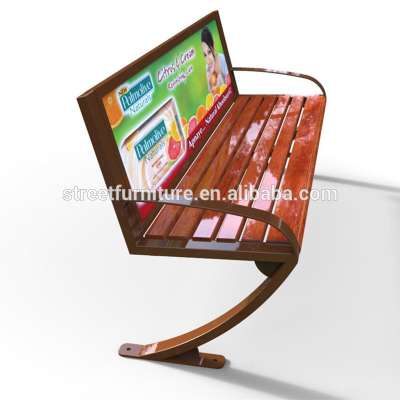 2018 NEW metal and solid wood outdoor advertising park bench