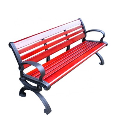 Outdoor public seating bench wooden cast aluminum bench