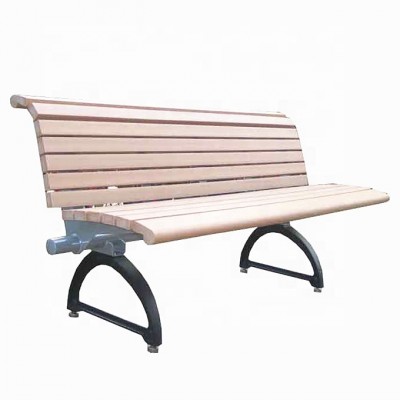 Wrought iron garden bench wood plastic composite chair with backrest