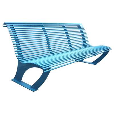 Antirust powder coated steel outdoor metal garden bench