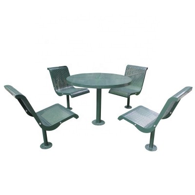 Outdoor perforated metal garden park table and chairs set