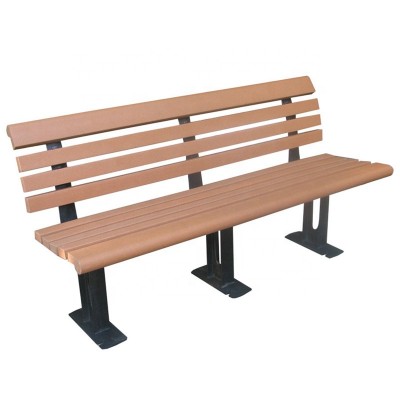 Outdoor plastic wood and wrought iron street furniture bench