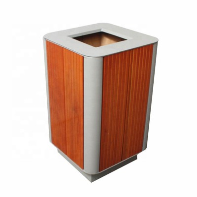 Solid wood garbage bin stand wooden street dustbin