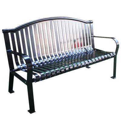 Powder coated black laser cut metal outdoor park bench