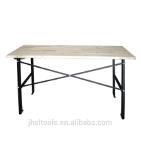 Heavy Duty Steel Garage Work Bench Wood Top Dining Table For Home /Outdoors